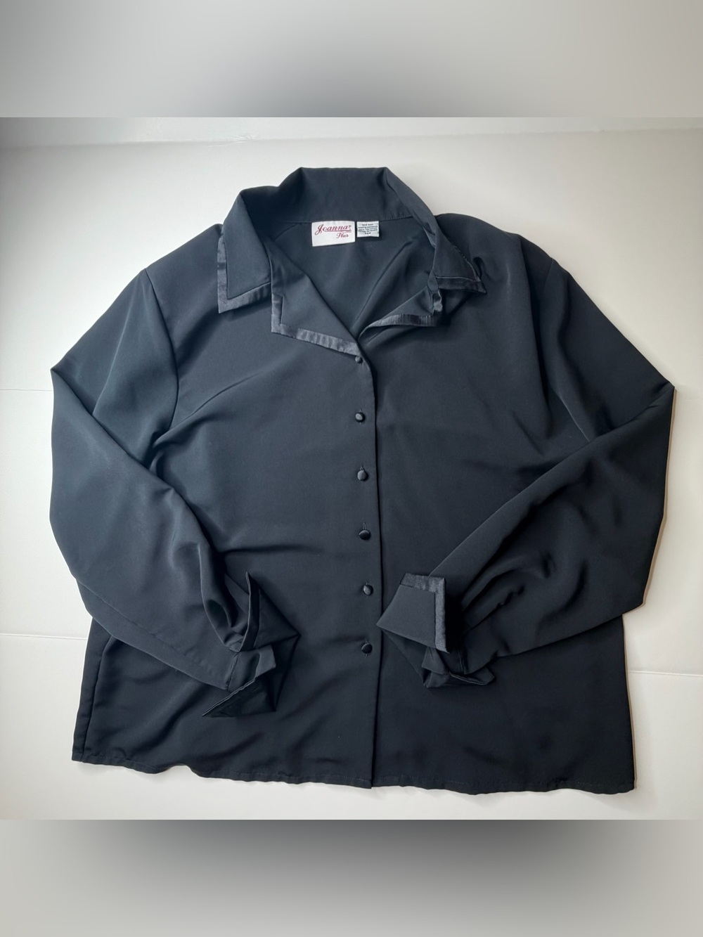 Joanna Plus 90s Y2K Vintage Black Button Down Office Chic Blouse Sz 20W